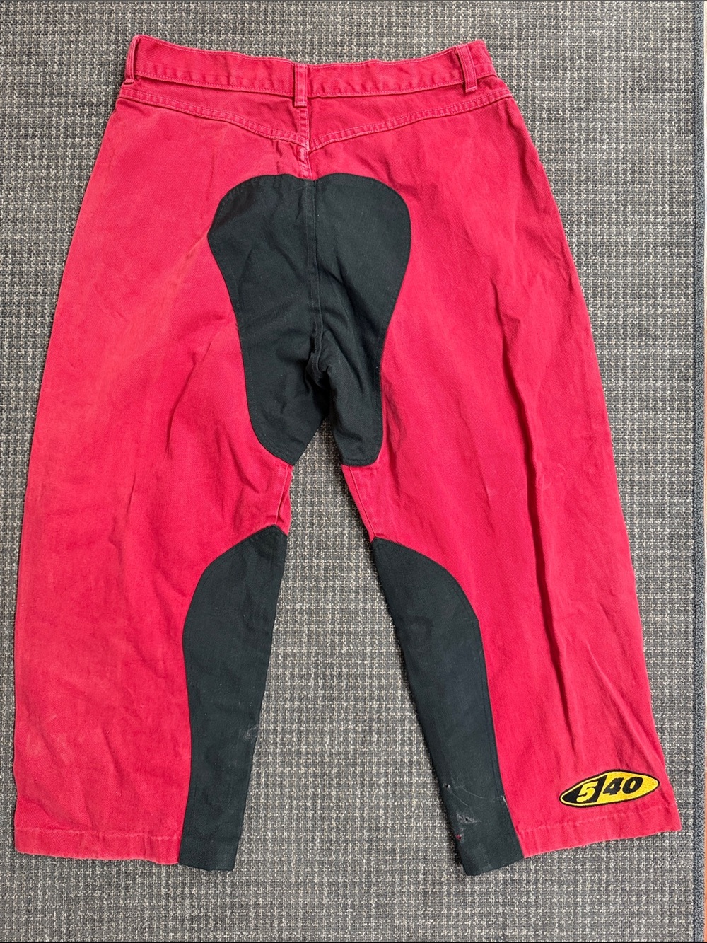 540 Men's Motorcross/ATV Red Riding-Style Pants with Black Reinforced Panels